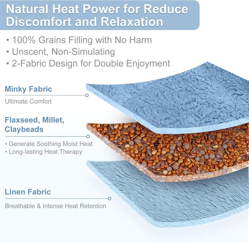 SuzziPad Microwave Heating Pad 65x12 Reusable Moist Heated Pads for Discomfort Reduction Sore Muscle Heat Packs for Shoulder Knee Abdominal and Back Blue - Image 3