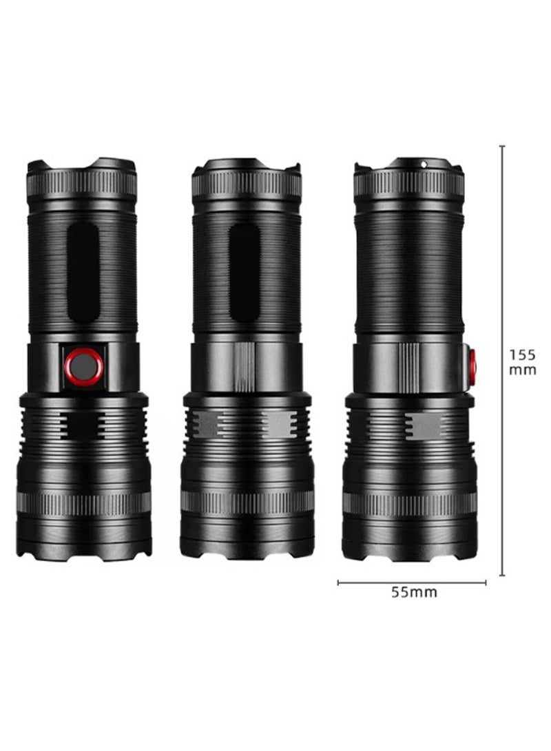 أضواء الطوارئ من سبائك الألومنيوم لبنك الطاقة مصباح يدوي للشحن الكنز XA-B702 مصباح LED عالي التجويف، قابل لإعادة الشحن، 5 أوضاع إضاءة، بنك طاقة، مع وظيفة كابل الشحن، ضوء عمل مصباح يدوي، تكبير تلسكوبي، مقاوم للماء - Image 4