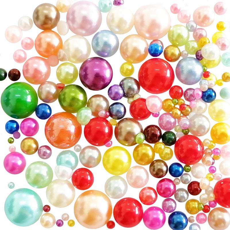 JKanruh 10000 Pieces Mixed Color Half Pearl Bead Flat Back Plastic Beads for DIY CraftsNailDecorScrapbooking 7 Sizes2mm10mm