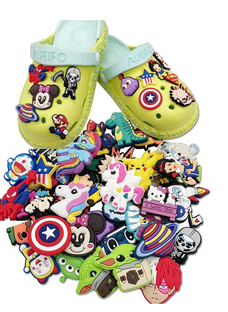 كاست ويف Shoe Charms Crocs, Shoe Decoration Charms, 40 PCS Mixed PVC Shoe Charms for Shoes Silicone Wristbands, Hole Hole Shoes Buckle, Party Gift for Kids and Teens Girls