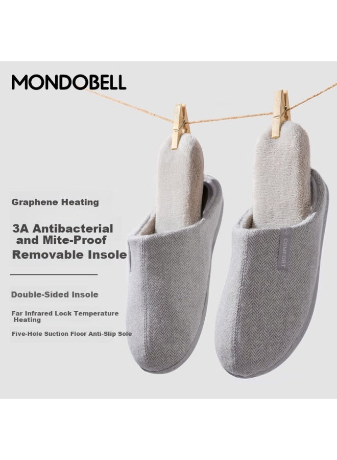 MONDOBELL Mondobell Graphene Antibacterial And Mite-proof Removable Warm Cotton Slippers Light Grey Size 36-37  - Image 1