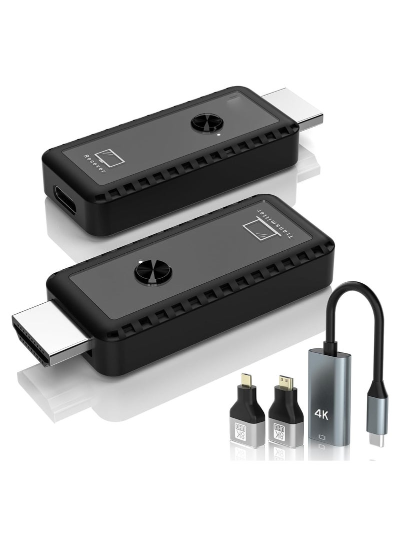 طقم ناقل ومستقبل HDMI لاسلكي - موسع HDMI لاسلكي محمول بدقة Full HD لبث الفيديو والصوت من اللابتوب، إعداد سهل للتوصيل والتشغيل للمراقبة. - Image 1