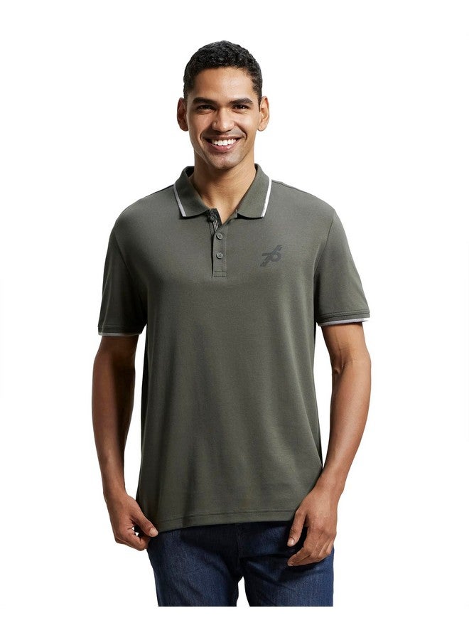 JOCKEY Jockey Men's Super Combed Cotton Rich Regular Fit Solid Sport Polo T-Shirt_Style_3911_Deep Olive_M  - Image 1