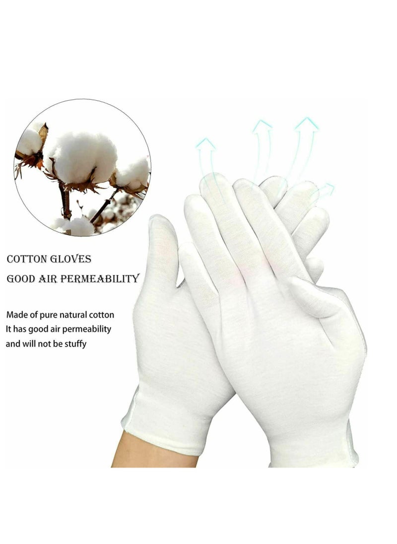 Tanyaz 12 Pairs White Cotton Gloves, Soft and Stretchable Gloves for Jewelry and Coin Inspection, Serving, and Archive Handling, Reusable Cloth Gloves for Men and Women  - Image 2