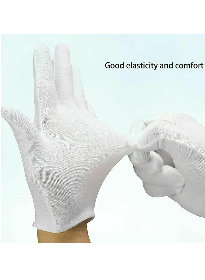 Tanyaz 12 Pairs White Cotton Gloves, Soft and Stretchable Gloves for Jewelry and Coin Inspection, Serving, and Archive Handling, Reusable Cloth Gloves for Men and Women  - Image 3