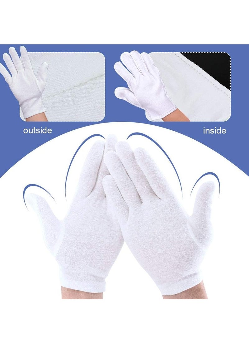 Tanyaz 12 Pairs White Cotton Gloves, Soft and Stretchable Gloves for Jewelry and Coin Inspection, Serving, and Archive Handling, Reusable Cloth Gloves for Men and Women  - Image 4