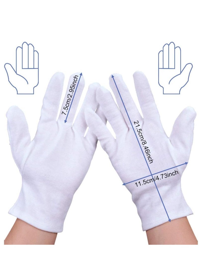 Tanyaz 12 Pairs White Cotton Gloves, Soft and Stretchable Gloves for Jewelry and Coin Inspection, Serving, and Archive Handling, Reusable Cloth Gloves for Men and Women  - Image 5