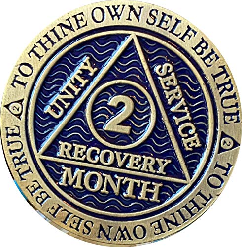 RecoveryChip 2 Month AA Medallion Antique Blue Color 60 Day Sobriety Chip - Image 3