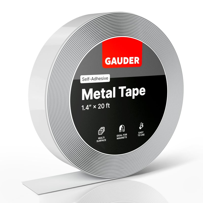 GAUDER Self-Adhesive Metal Tape | Thin Metal Strips for Magnets, Tonies® Figures & Shelves | Ferrous Tape (20 ft) - Image 1