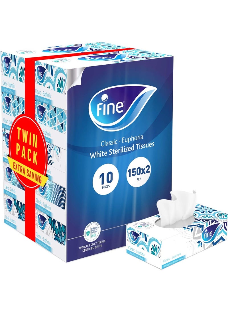Fine Fine Facial Tissue Pack of 10 Box- 150x2 Ply  - Image 1