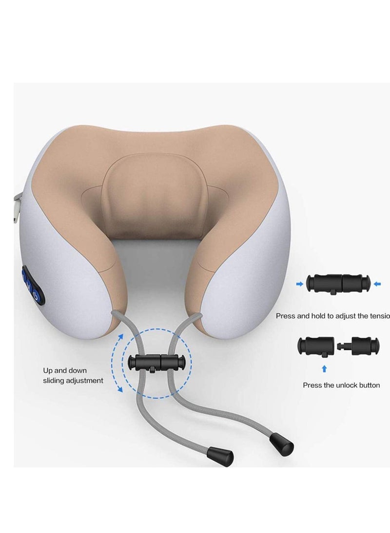 ELTRAZONE Travel Pillows For Sleeping Airplane, Portable Electric Neck Massager Soft Comfortable Breathable U-Shaped Memory Foam Massage Neck Pillow For Car Home And Office - Image 3