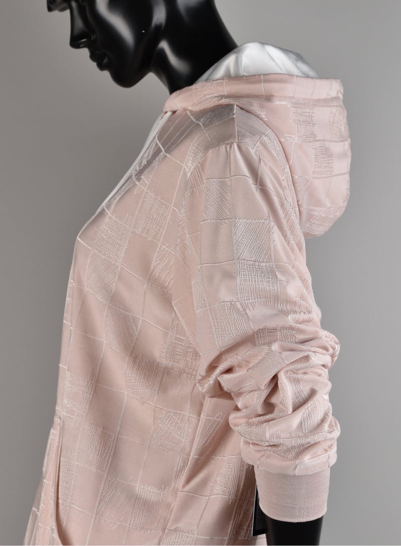 Sana'a Kayum Old Rose Jacquard Textured Hoodie And Track Set  - Image 3