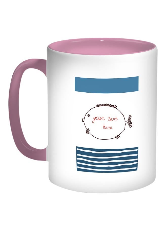 RYN The Balloon Fish Printed Coffee Mug White/Blue/Pink 11ounce