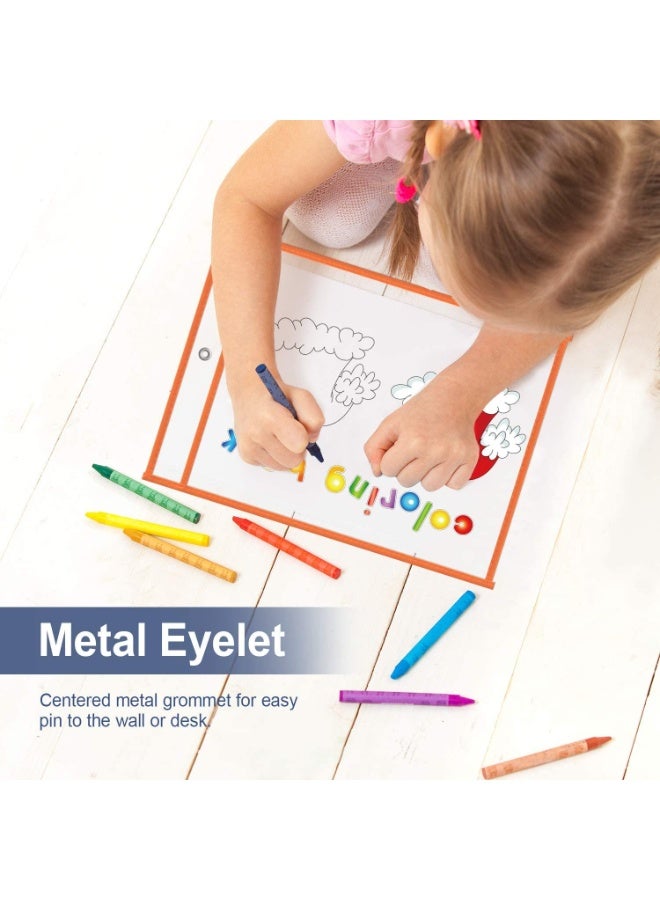 Dry Erase Pockets, Reusable Plastic Sleeves, Waterproof Dry Erase Sheet Protectors,Teaching Supplies, for Classroom, School, Office, Home, Mixed Colors(10x14 inches, 10 Pack) - Image 5