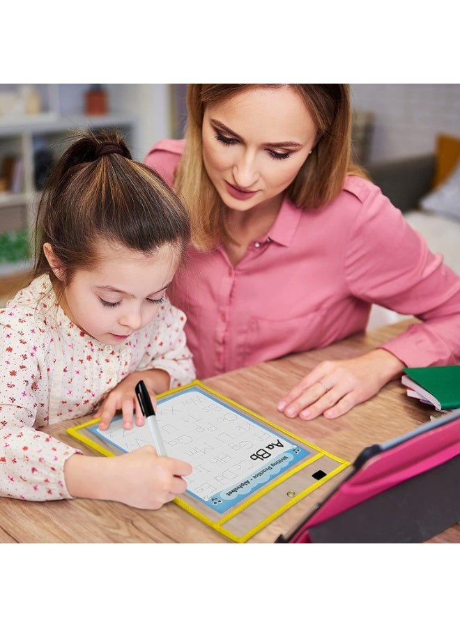 Dry Erase Pockets, Reusable Plastic Sleeves, Waterproof Dry Erase Sheet Protectors,Teaching Supplies, for Classroom, School, Office, Home, Mixed Colors(10x14 inches, 10 Pack) - Image 3