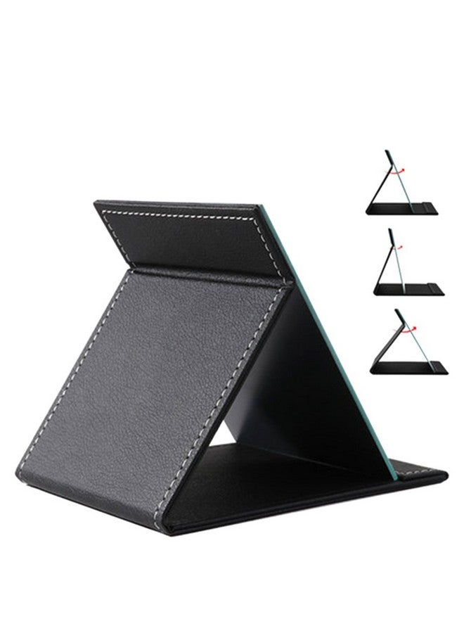 JOLY Protable Pu Leather Mirror Folding Desktop Makeup Mirror With Adjustable Stand For Personal Usetravelling (S Black) - Image 3