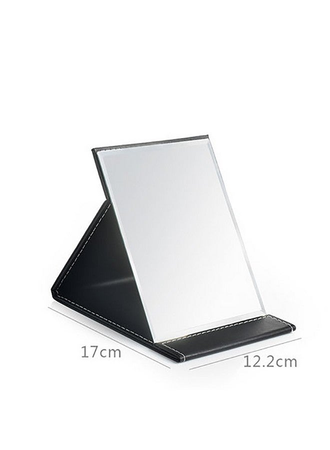 JOLY Protable Pu Leather Mirror Folding Desktop Makeup Mirror With Adjustable Stand For Personal Usetravelling (S Black) - Image 2