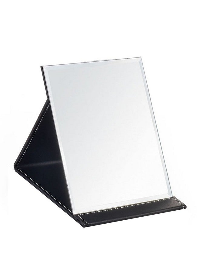 JOLY Protable Pu Leather Mirror Folding Desktop Makeup Mirror With Adjustable Stand For Personal Usetravelling (S Black) - Image 1