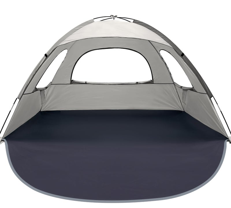 WhiteFang Beach Tent Anti-UV Portable Sun Shade Shelter for 3 Person, Extendable Floor with 3 Ventilating Mesh Windows Plus Carrying Bag, Stakes and Guy Lines (Baby's Breath) - Image 1
