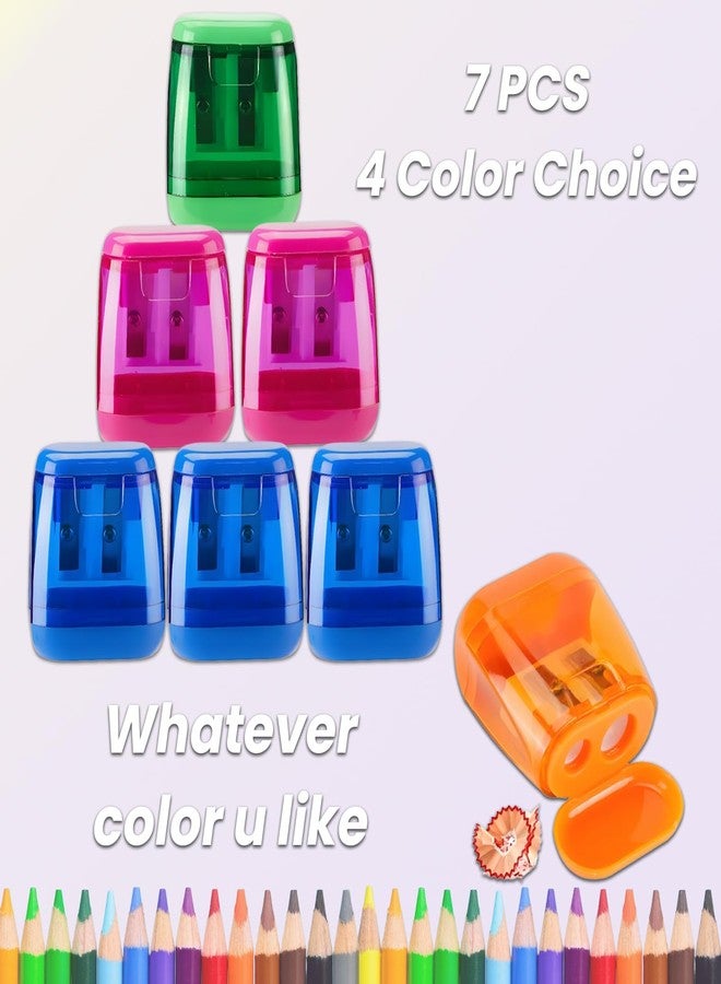 Aurbuex 7-Pack Manual Pencil Sharpeners Compact & Portable, 4 Colors, Dual-Hole Design for Pencils, Crayons & Eyebrow Pencils Easy Clean, Travel Friendly - Image 4