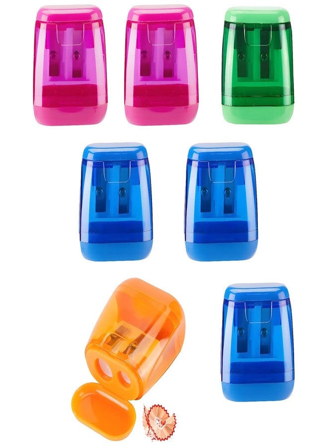 Aurbuex 7-Pack Manual Pencil Sharpeners Compact & Portable, 4 Colors, Dual-Hole Design for Pencils, Crayons & Eyebrow Pencils Easy Clean, Travel Friendly - Image 1