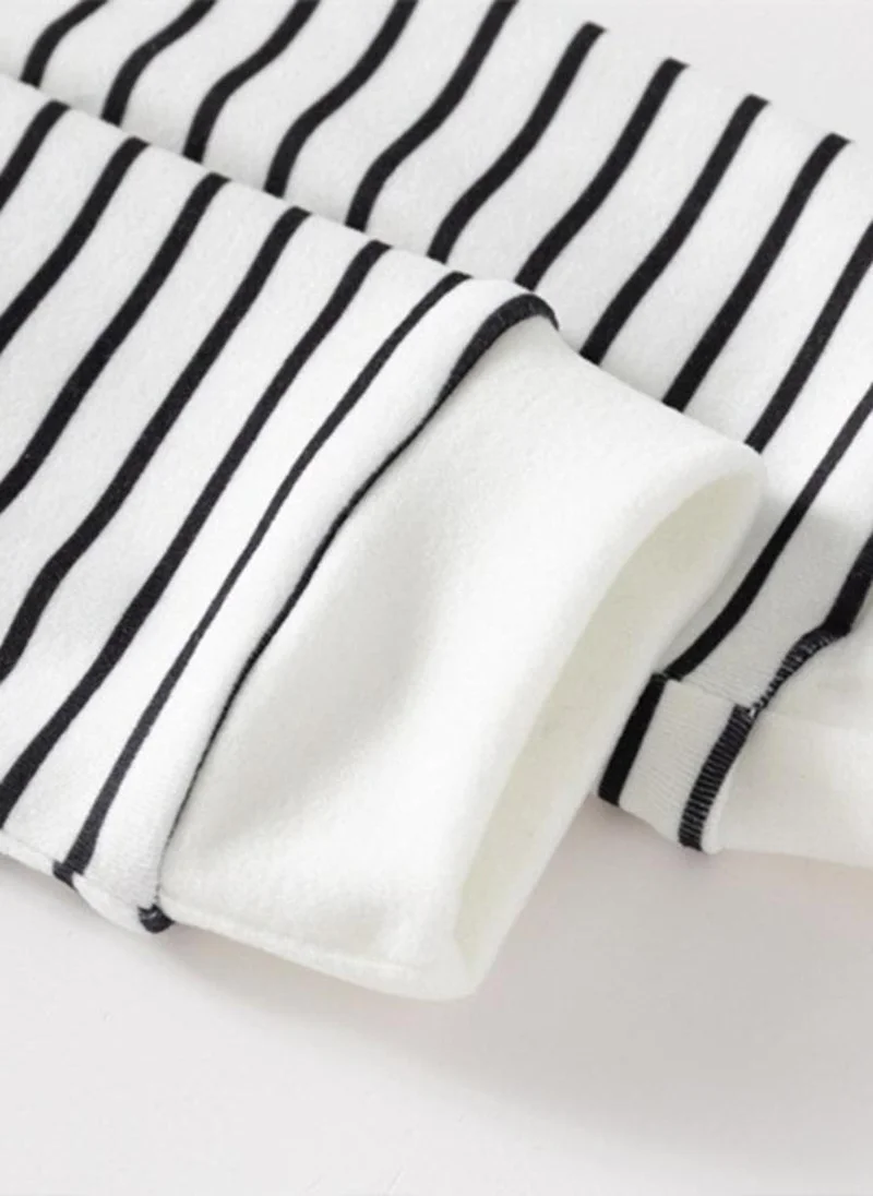 يونيكي White  Striped Polo Collar T-shirt