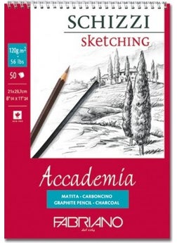 FABRIANO Accademia, Natural Textured White, Spiral Block (Schizzi), 120Gr., 21X29,7Cm 
