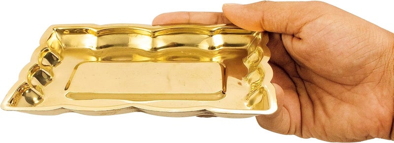 Spillbox Traditional Handcrafted Puja PlatePooja ThaliThambulamHome dcorBrass PlateDecorativeServing and Gifting Tray Small Rectangular - Image 4