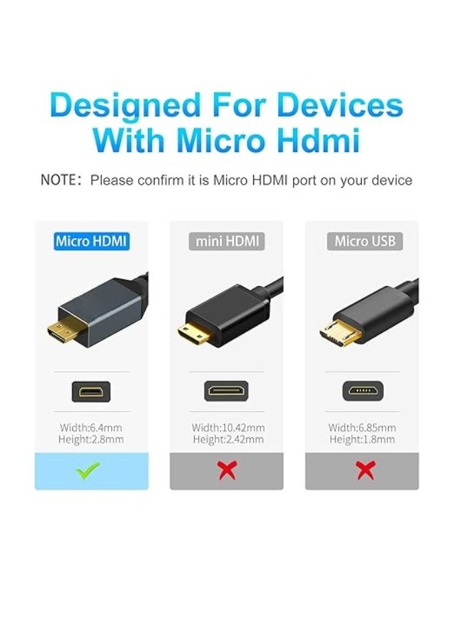 كابل Micro HDMI إلى HDMI عالي الدقة 4K بطول 1 متر، دعم 4K@60Hz، متوافق مع HDR، لكاميرات DSLR، Raspberry Pi، كاميرا GoPro Hero للتوصيل بالتلفزيون، الكمبيوتر المحمول، الحاسوب، الشاشة، لنقل الفيديو، الصوت، الصور، والبث - Image 3