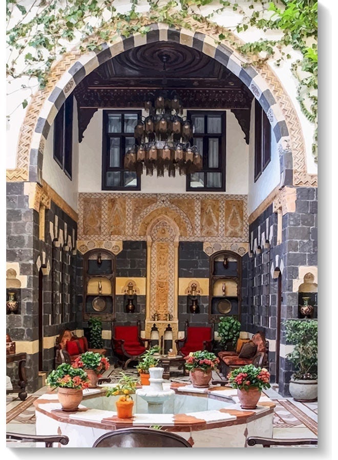 RYN لوحة فنية جدارية بتصميم منزل سوري قديم متعددة الألوان 40x60 سم - Image 2