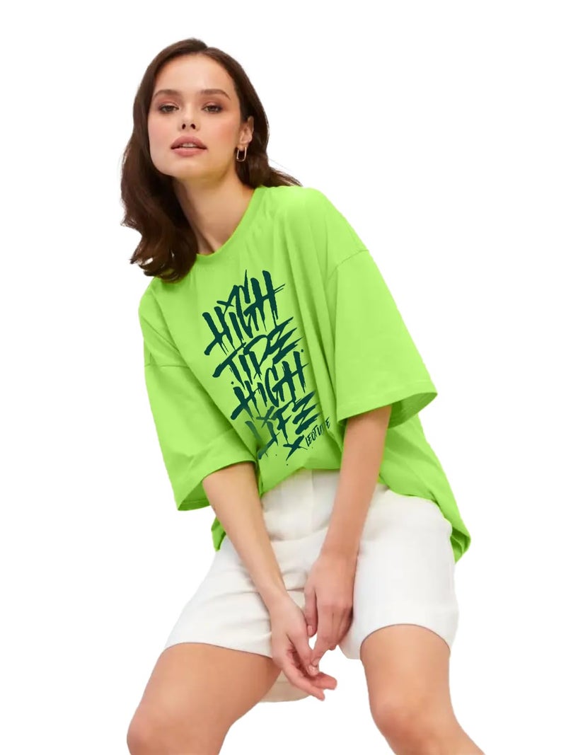 LEOTUDE Cotton Blend Womens Oversized Round Neck Half Sleeve T-Shirts (SP-7VRUVTXIYVLK5HCZ_Multicolor7_2XL) - Image 2