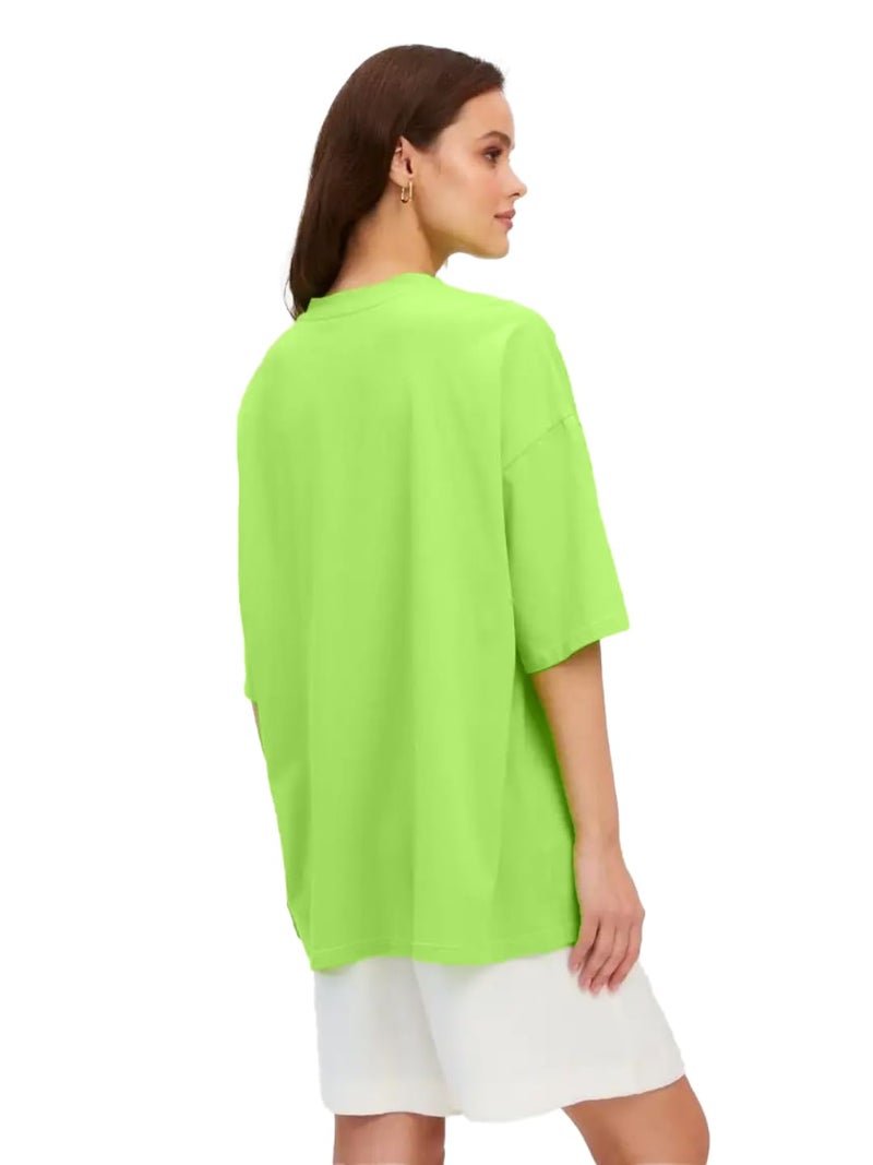 LEOTUDE Cotton Blend Womens Oversized Round Neck Half Sleeve T-Shirts (SP-7VRUVTXIYVLK5HCZ_Multicolor7_2XL) - Image 4
