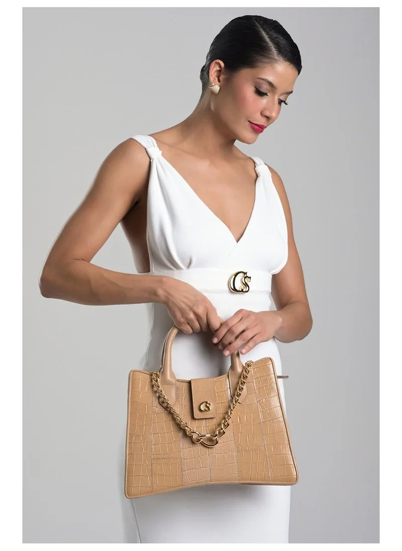 Carmen Steffens  Structured Leather Bag with Chain for Women | Best Price UAE