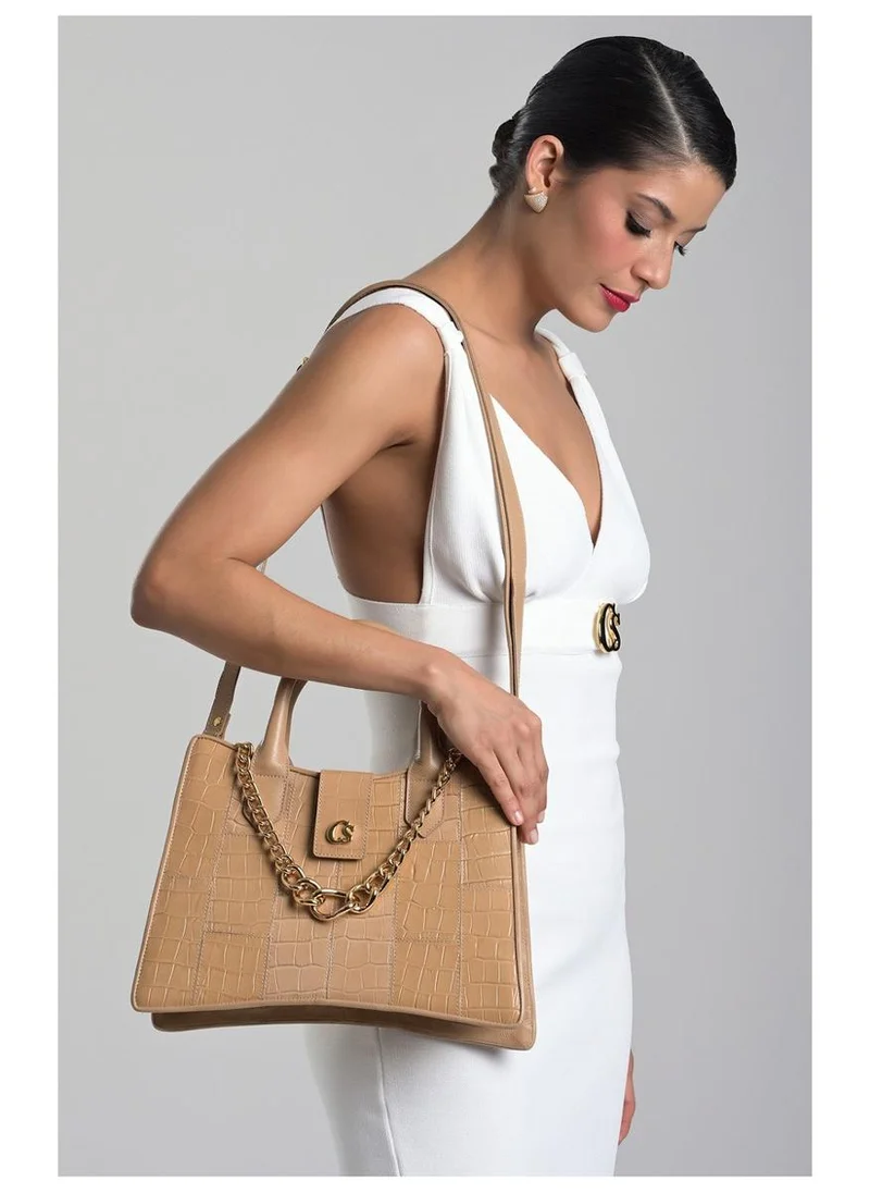 Carmen Steffens  Structured Leather Bag with Chain for Women | Best Price UAE