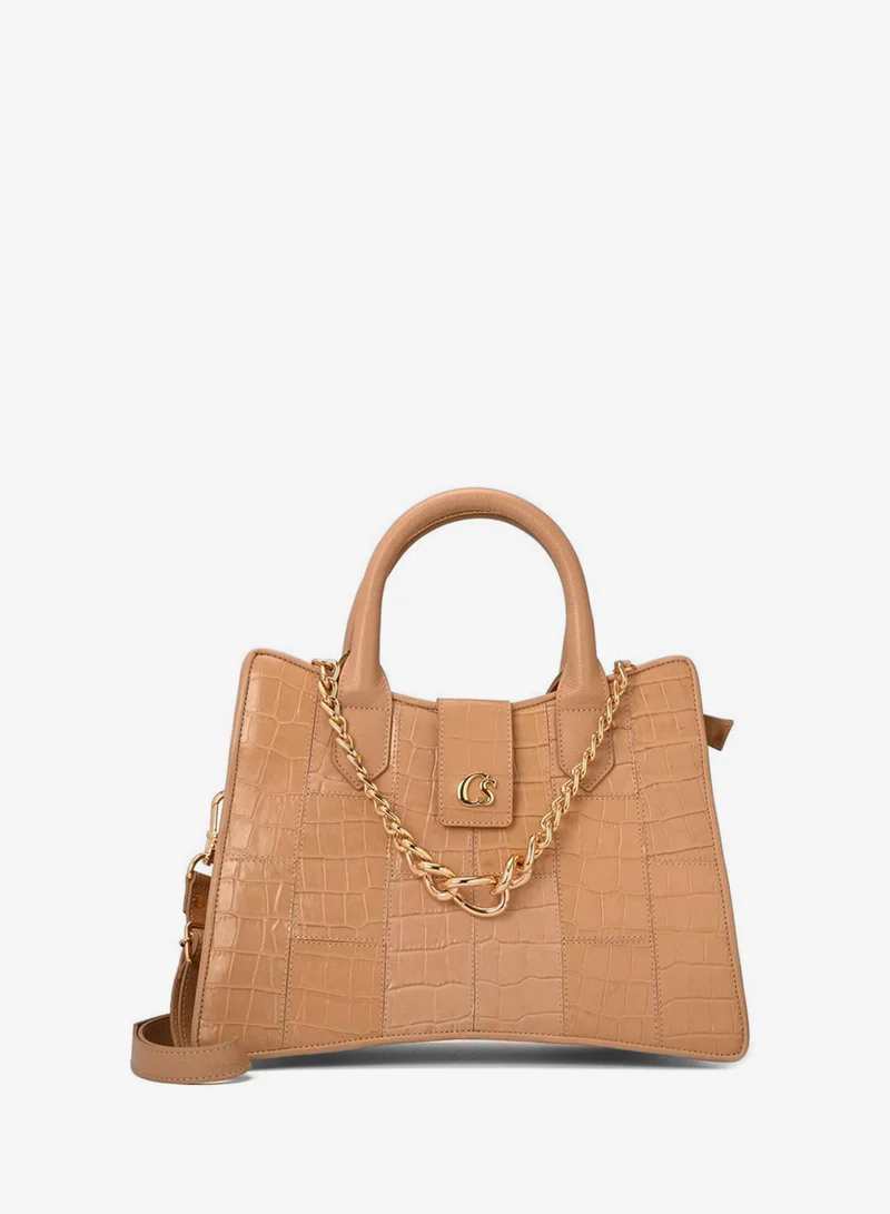 Carmen Steffens  Structured Leather Bag with Chain for Women | Best Price UAE
