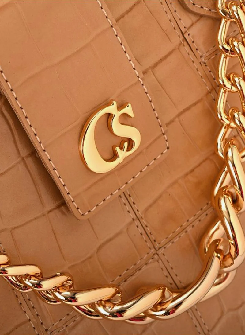 Carmen Steffens  Structured Leather Bag with Chain for Women | Best Price UAE