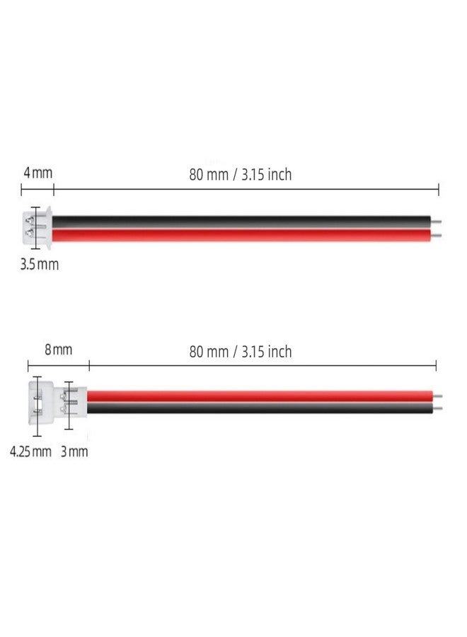 Cecicebb 30 Pieces 1.25 mm JST 2 Pin Micro Male and Female Connector Plug with 80mm Wire Cables 26AWG - Image 5