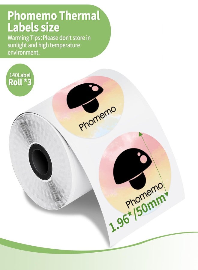 Memoqueen 2 Inch Circle Thermal Label Sticker Compatible with Phomemo M110/M221/M220/M120/M200/M110S Printers,1.96" x 1.96"（50x50 mm）,Round Sticker for Gift/Mailing/Business/Home Tag,140labels/Roll - Image 3