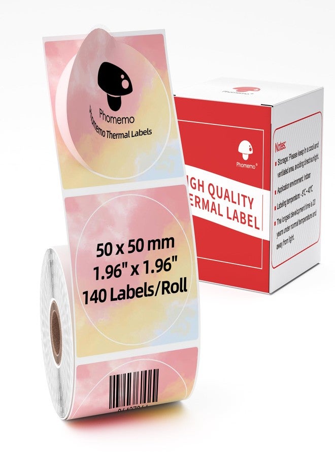 Memoqueen 2 Inch Circle Thermal Label Sticker Compatible with Phomemo M110/M221/M220/M120/M200/M110S Printers,1.96" x 1.96"（50x50 mm）,Round Sticker for Gift/Mailing/Business/Home Tag,140labels/Roll - Image 1