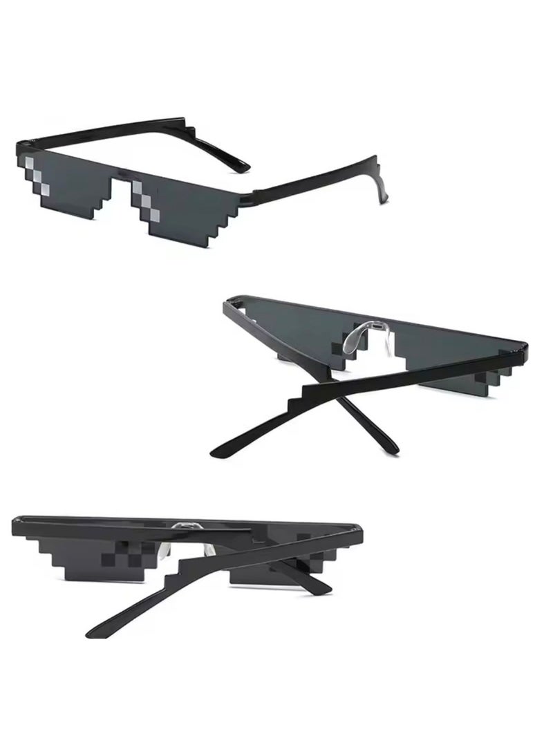 Pixelated Mosaic Sunglasses Funny Party Vintage Shades UV Protection Eyewear for Men and Women - Image 2