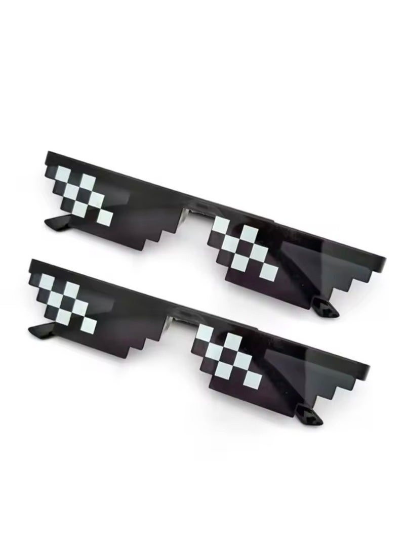 Pixelated Mosaic Sunglasses Funny Party Vintage Shades UV Protection Eyewear for Men and Women - Image 1