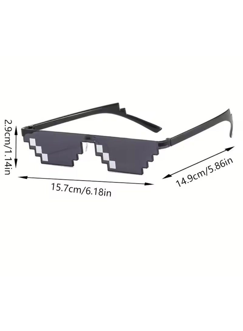 Pixelated Mosaic Sunglasses Funny Party Vintage Shades UV Protection Eyewear for Men and Women - Image 4