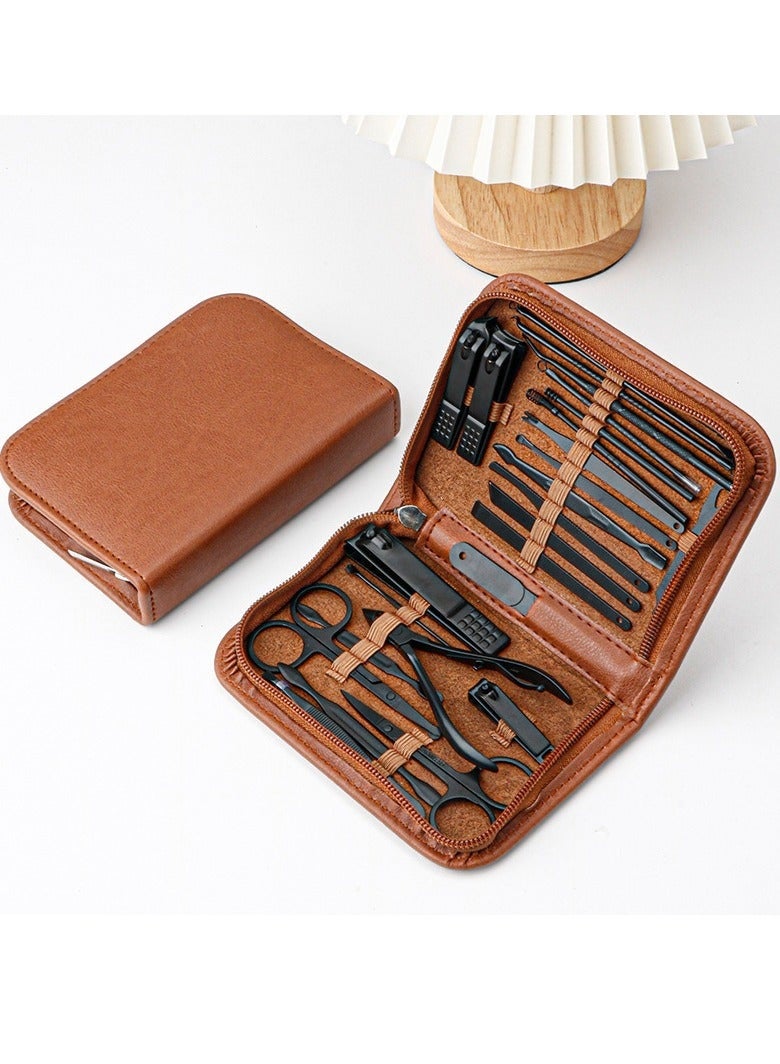 مجموعة مانيكير مكونة من 26 قطعة، مجموعة قص أظافر احترافية من الفولاذ المقاوم للصدأ، مجموعة مانيكير وباديكير، مجموعة مقصات للعناية بالأظافر مع حقيبة سفر فاخرة - Image 3