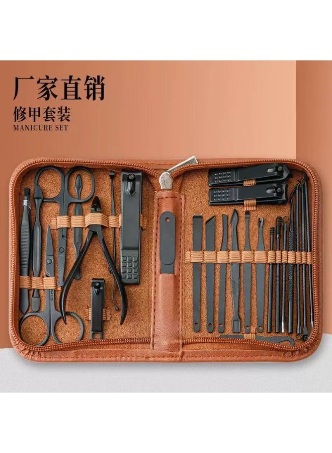 مجموعة مانيكير مكونة من 26 قطعة، مجموعة قص أظافر احترافية من الفولاذ المقاوم للصدأ، مجموعة مانيكير وباديكير، مجموعة مقصات للعناية بالأظافر مع حقيبة سفر فاخرة - Image 2