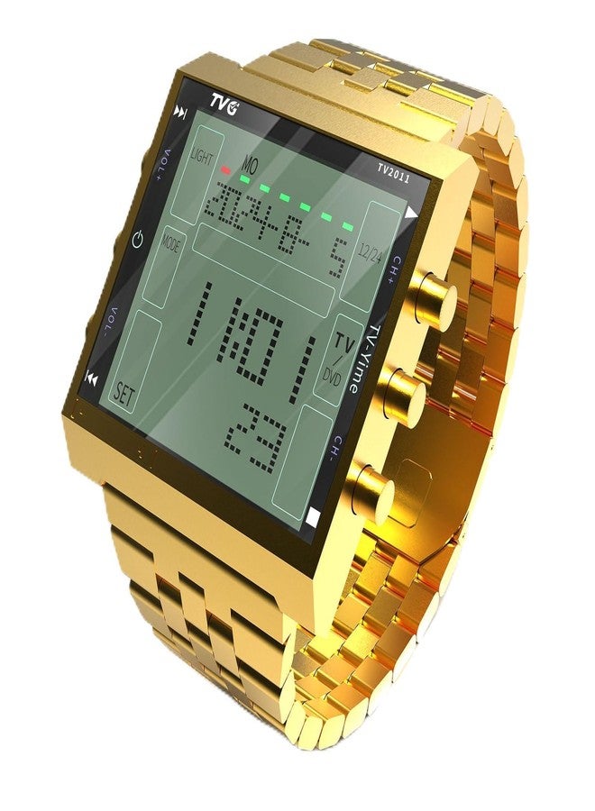 TVG Men's Digital Watch,Military Sports Waterproof LED Watch with Remote Alarm,Stopwatch and Digital TV,Fashion Casual Wrist Tactical Army Watch for Men (Gold) - Image 1