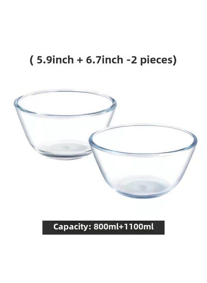 High Borosilicate Transparent Glass Bowl Large Thickened Salad Bowl Special For Microwave Oven And Basin Suit-Specifications:D1100+D800-Color:High Temperature Resistant And Can Be Put Into The Microwave Oven  - Image 1