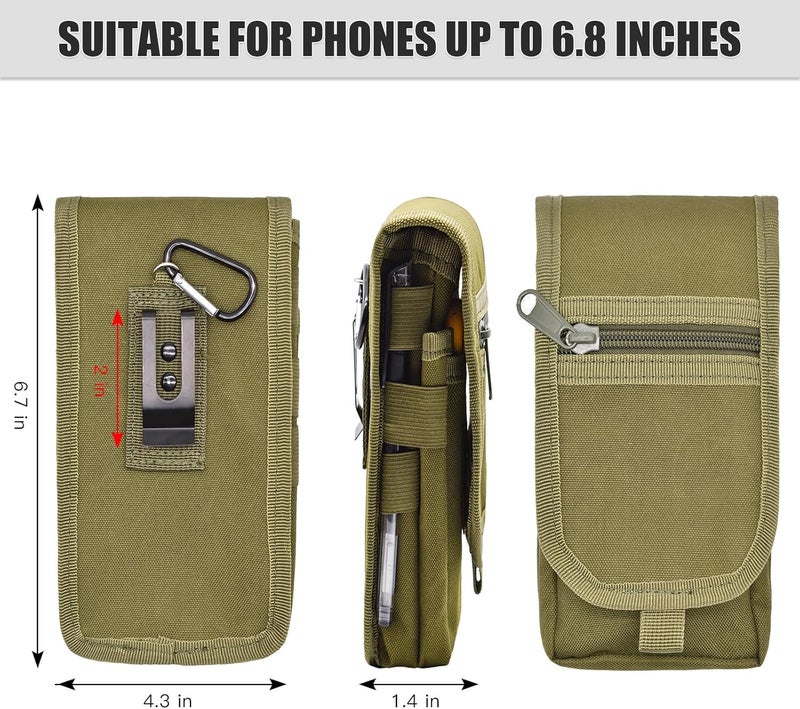 KATOLK Dual Phone Holster, Large Smartphone Pouch, Belt Cell Phone Holder for iPhone 16/15/14 Pro Max & Samsung Phones, Compatible with Power Bank, for Work, Hiking, Camping, Barbecue, Rescue (L) - Image 2