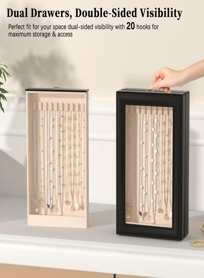 Exttlliy Necklace Organizer Box - 2-Layer Double-Sided Clear Lid Jewelry Storage Case, Anti-Tangle Necklaces Display Holder for Pendants Bracelets, Jewelry Organizer for Women Girls (Black) - Image 5