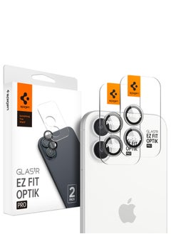 Spigen GLAStR EZ Fit Optik Pro for iPhone 16 and iPhone 16 PLUS Camera Lens Protector [2 PACK] - Crystal Clear  - Image 1