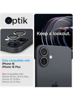 Spigen GLAStR EZ Fit Optik Pro for iPhone 16 and iPhone 16 PLUS Camera Lens Protector [2 PACK] - Crystal Clear  - Image 2